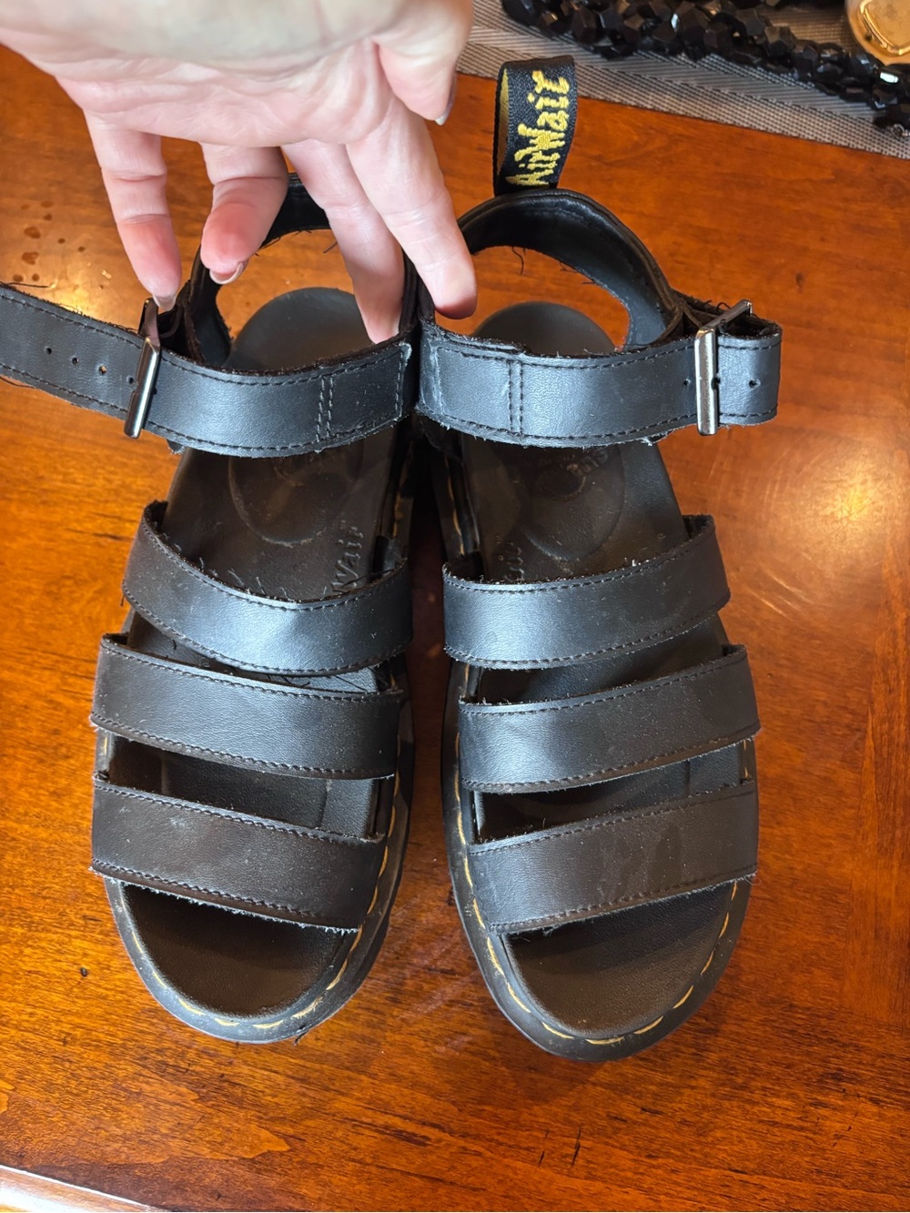 Dr. Martens Black Multi-Strap Leather Sandals